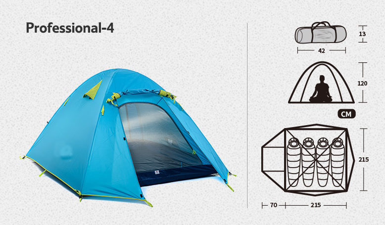 2016 New 4 Person 2 Layers Camping Tent,outdoor Tent with With Aluminum Alloy Poles