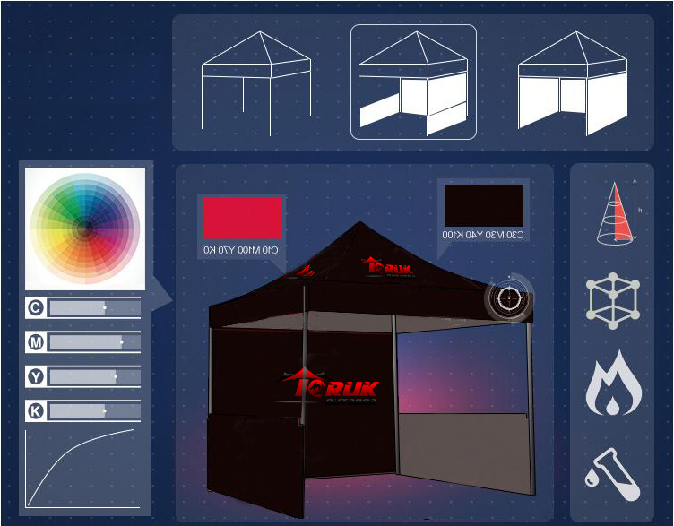 3x3 Promotional Folding Custom Print Event Awning Pop Up Tent with Steel Frame