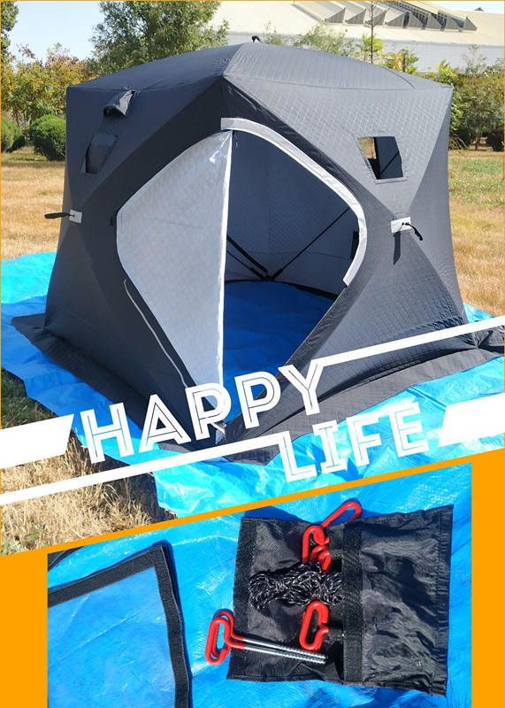 Pop Up Portable Ice Fishing Shelter with Thermal Layers for 3-4 Persons