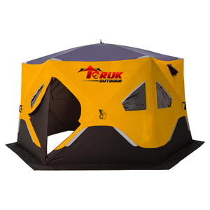 Pop Up Hub Tent Insulated Six-Sided Ice Fishing Shelter for 5-7 persons
