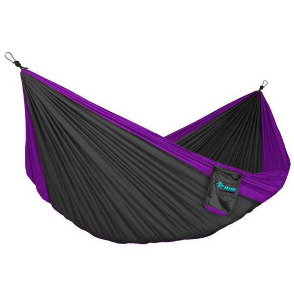  Nylon Double Portable Folding Hammock with Heavy Duty Triple Interlocking Stitching